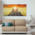 Impresión digital de la foto de la salida del sol en lona Arte de la pared de la lona del paisaje del mar para la decoración